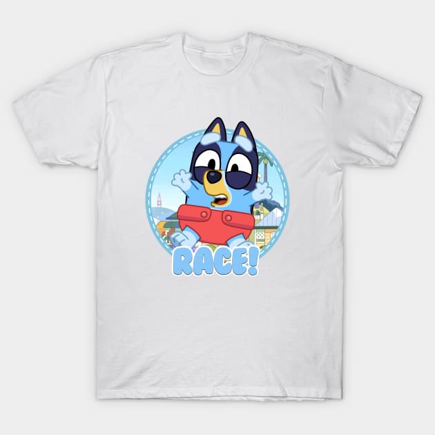 Bluey and Bingo race T-Shirt by Justine Nolanz